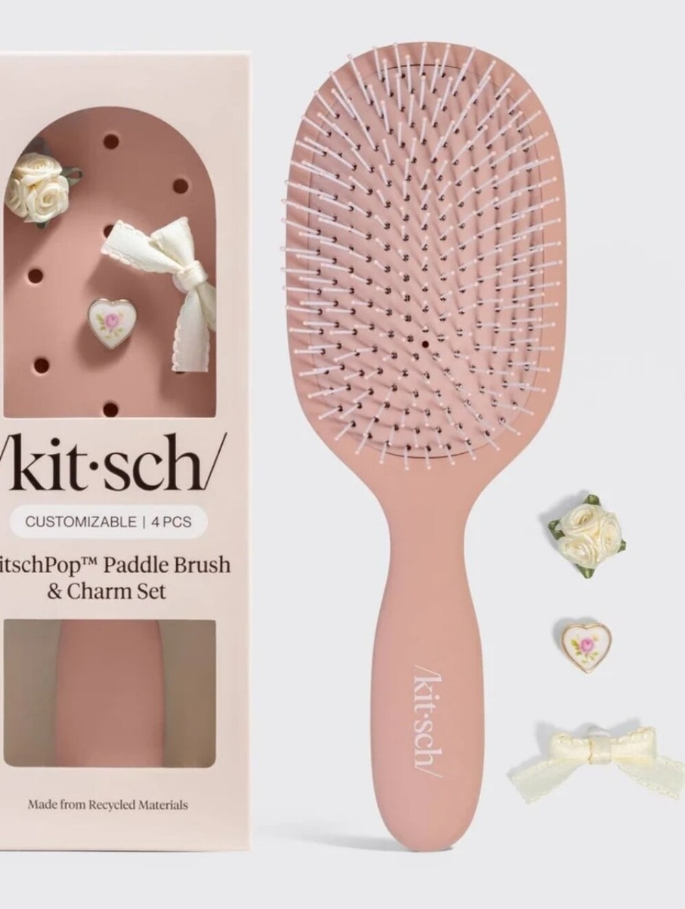 KitschPop Paddle Brush & Charm Set ~ Terracotta